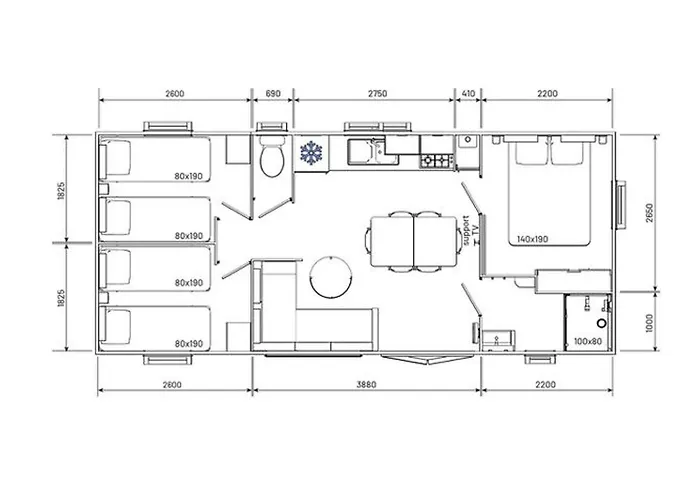 Mobil 36m² Avec Terrasse - 6 Personnes, 3 - Api-1-52-530 Granges-Aumontzey